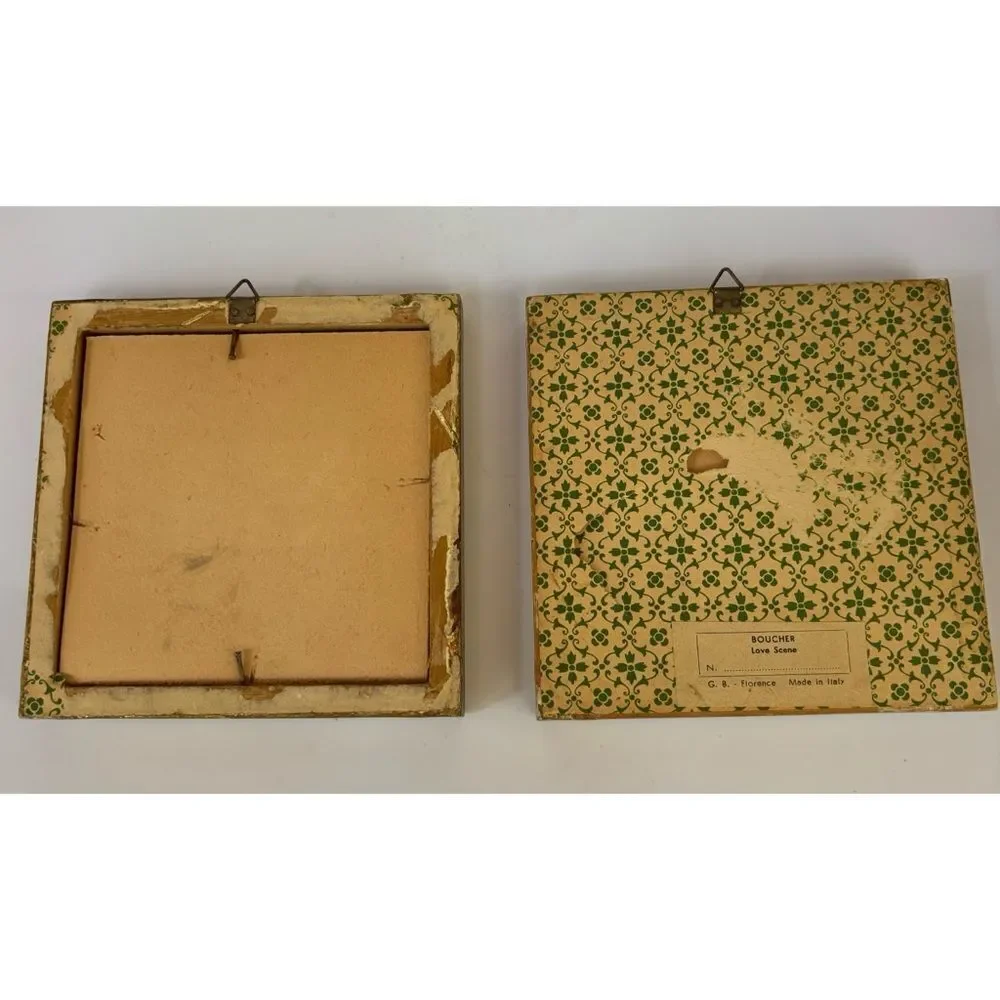 Vintage Boucher Gold Framed Italian Florentine Victorian Lithographs /Love Scene